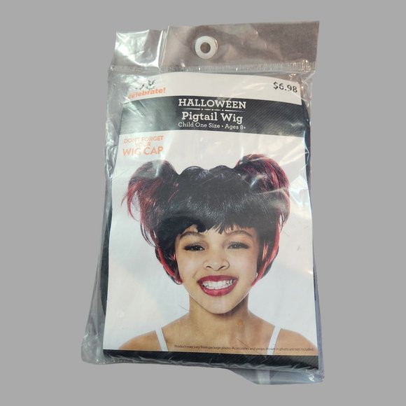 Way to Celebrate Costumes New Childs Kids Pigtail Wig Cosplay Black